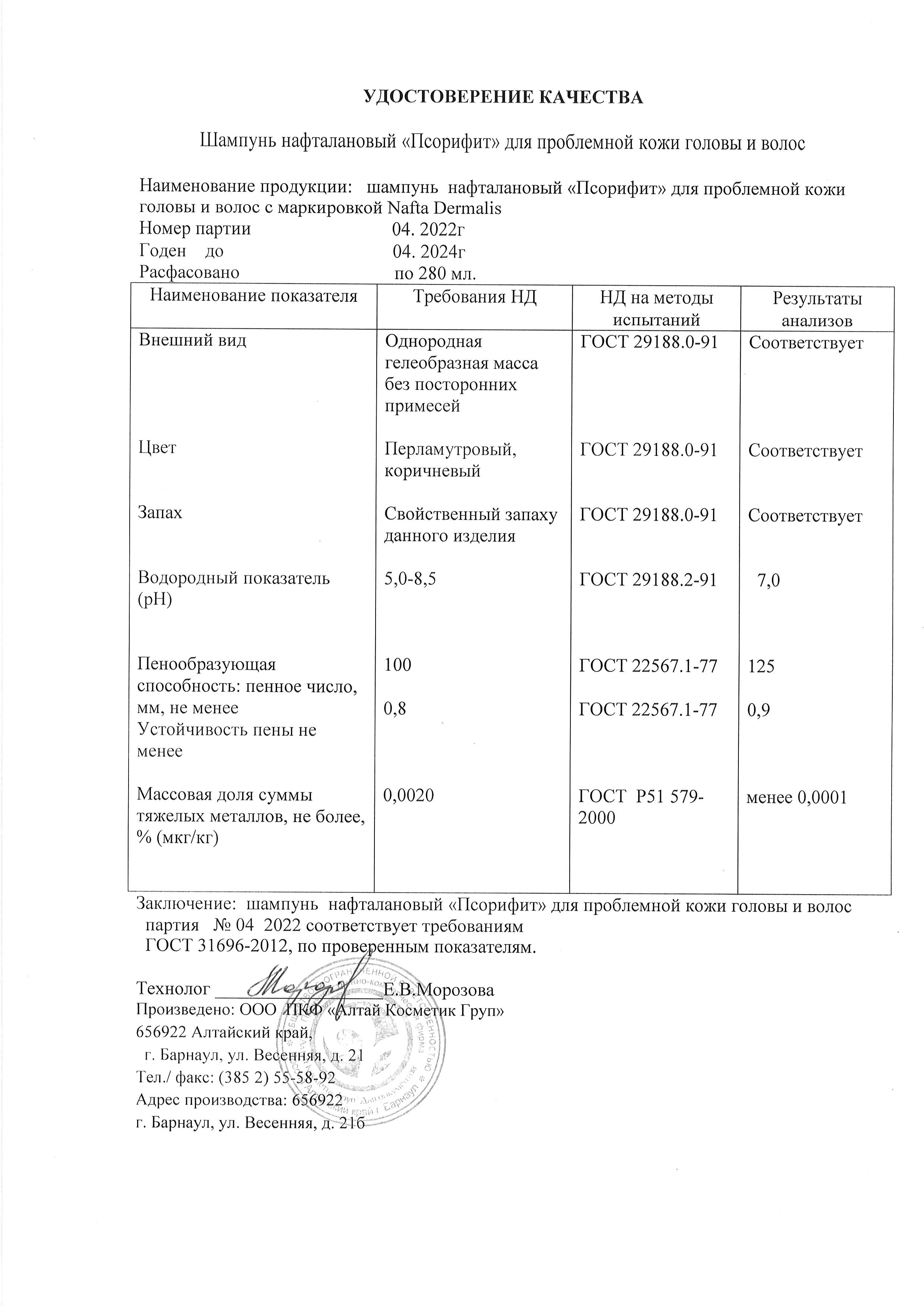 Паспорт №042022